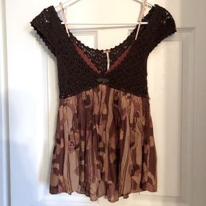 Free People Floral Crochet Top
